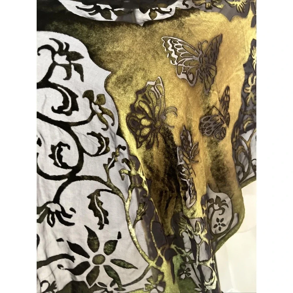 Kevin O'Brien‎ Studio Scarf Wrap Womens OS Green Burnout Silk Velvet Butterfly